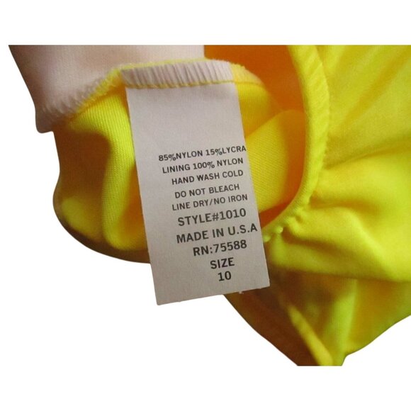 New Vintage Girls 10 Yellow One-Piece Swimsuit Size 10 Nylon Lycra Blend 1980's - Picture 2 of 4